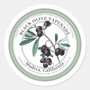 Olive Tapenade with Vintage Olive Illustration Classic Round Sticker