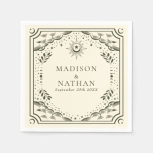 Olive Tarot Card Gothic Wedding  Napkins