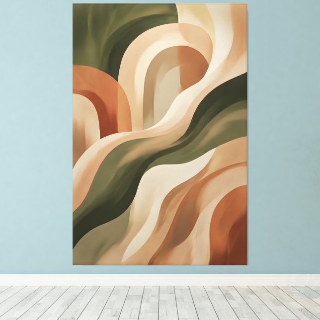 Olive Terracotta Abstract Gallery Art Canvas Print (Insitu(Wood Floor))