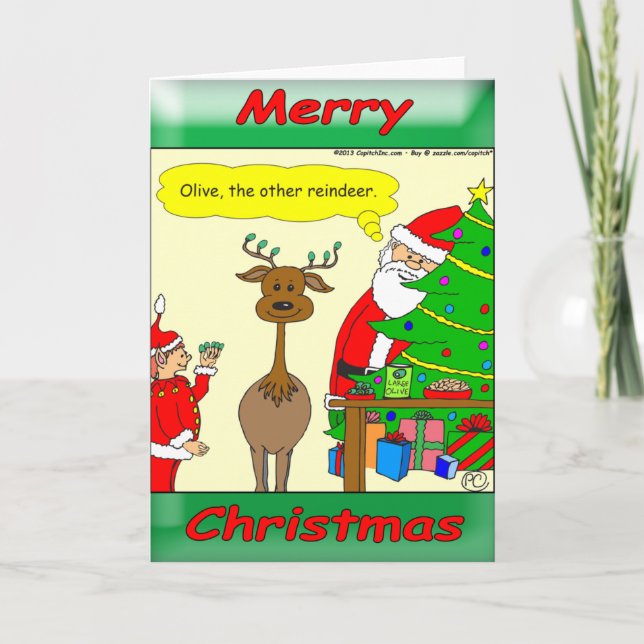 Olive the other reindeer holiday card (Front)