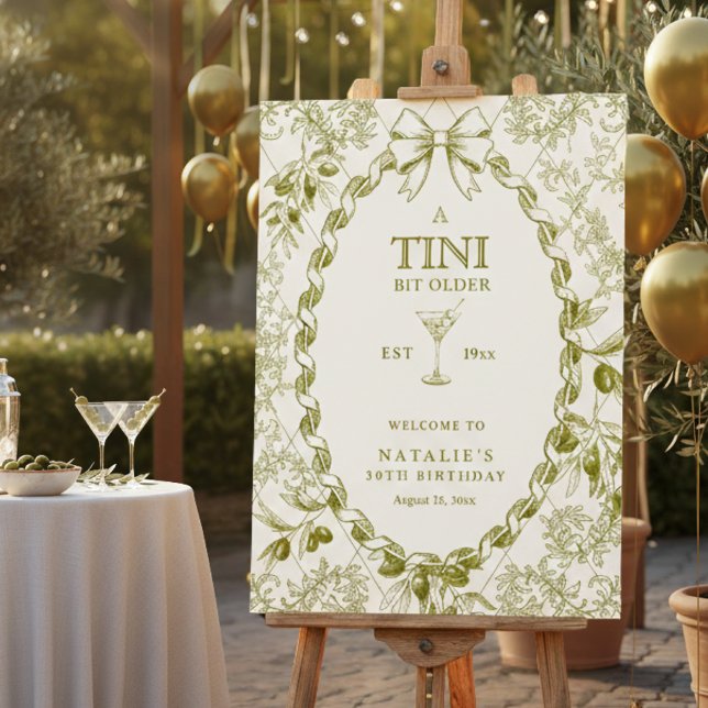 Olive Toile A Tini Bit Older 30th Birthday Welcome Foam Board (Olive Toile A Tini Bit Older 30th Birthday Welcome Foam Board)