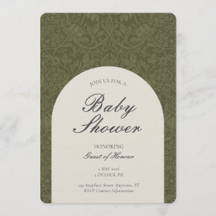 Olive Traditional Floral Arts and Crafts Shower Invitation