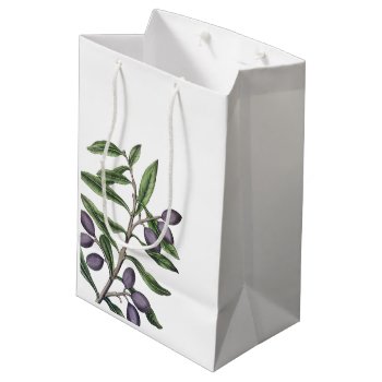 Olive Tree Branch | Green Purple Medium Gift Bag by Charmalot at Zazzle