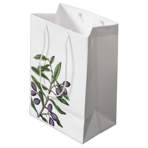 Olive Tree Branch  Green Purple Medium Gift Bag