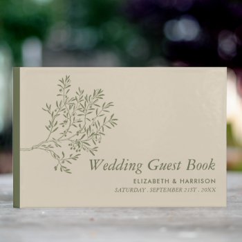 Olive Tree Branch  Rustic & Minimalistic Wedding Guest Book by StampedyStamp at Zazzle