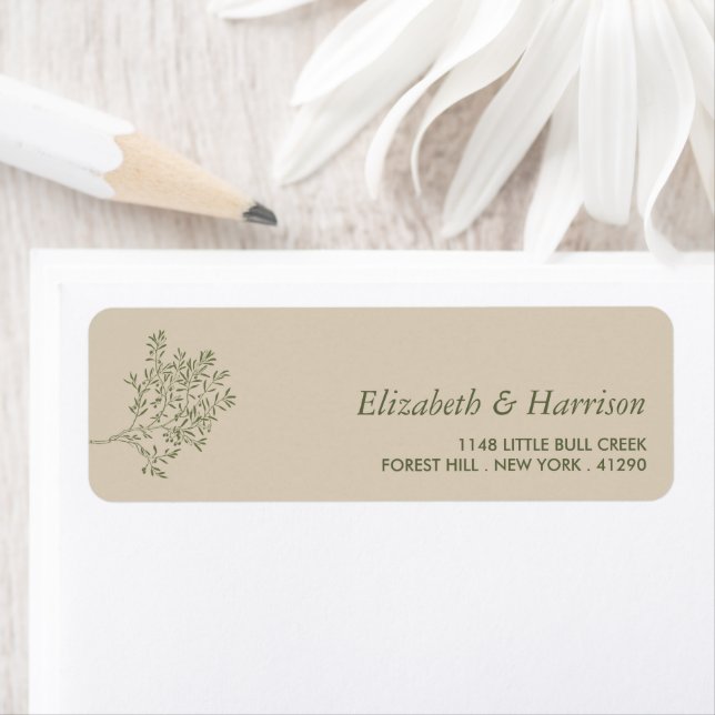 Olive Tree Branch, Rustic & Minimalistic Wedding Label (Insitu)