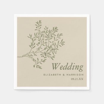 Olive Tree Branch  Rustic & Minimalistic Wedding Napkins by StampedyStamp at Zazzle