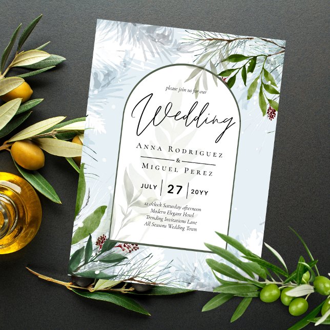 Olive Tree Budget Winter Wedding Invtiation Flyer (Creator Uploaded)