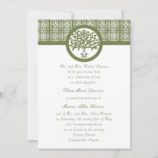 Olive Tree Emblem Wedding Invitation (Front)