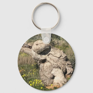 Olive Tree in Yoga Position Keychain