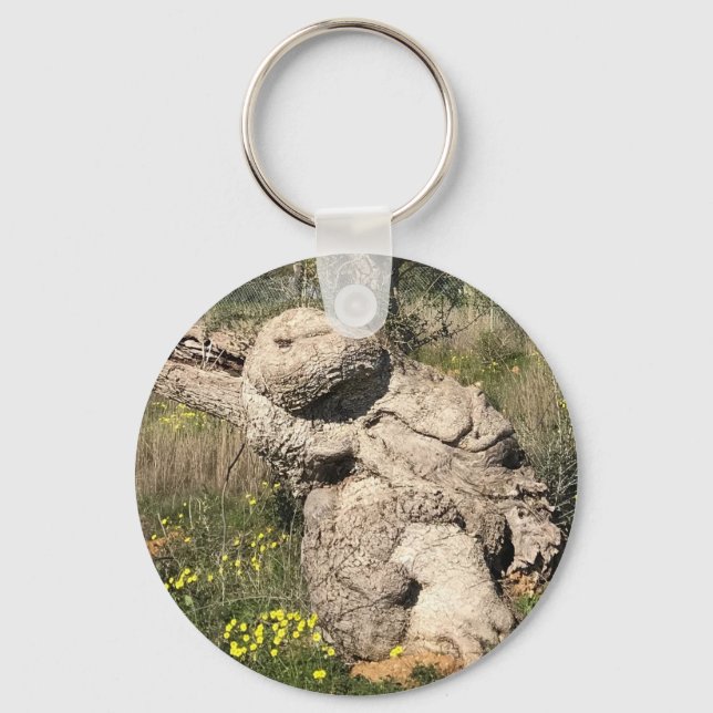Olive Tree in Yoga Position  Keychain (Front)