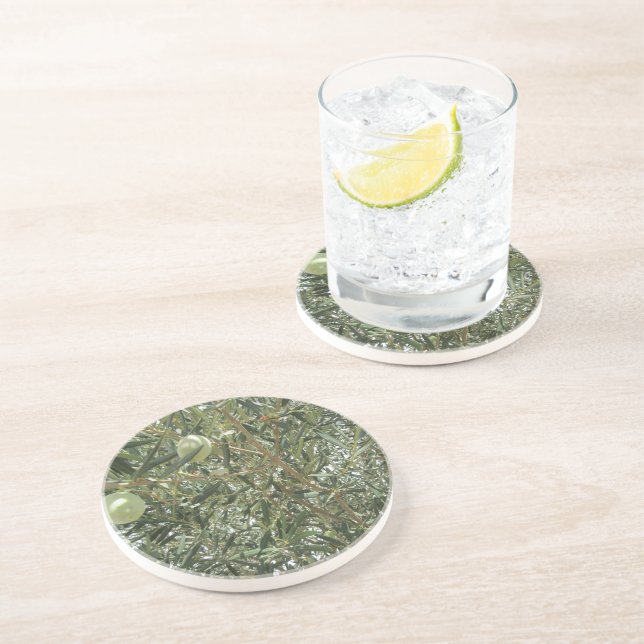 Olive Tree Leaves Coaster (Side)
