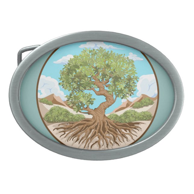 Olive tree Peace symbol in a free Palestine Land Belt Buckle (Front)