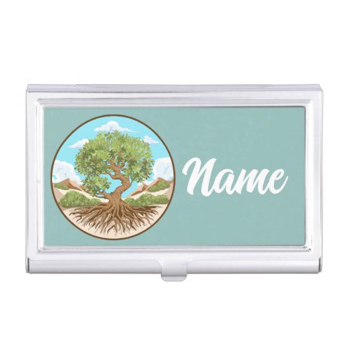 Olive tree Peace symbol in a free Palestine Land Business Card Case