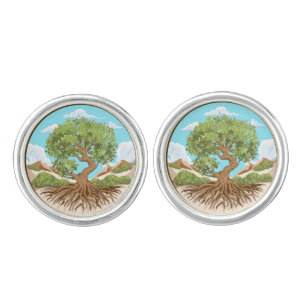 Olive tree Peace symbol in a free Palestine Land Cufflinks