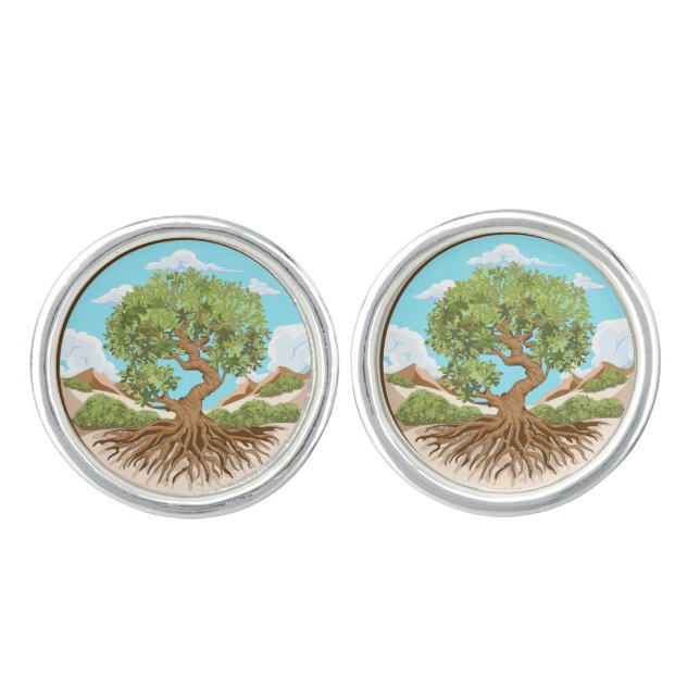 Olive tree Peace symbol in a free Palestine Land Cufflinks (Front)