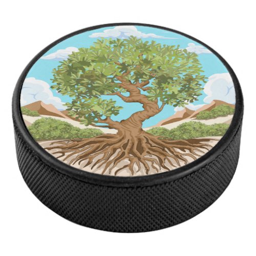 Olive tree Peace symbol in a free Palestine Land Hockey Puck