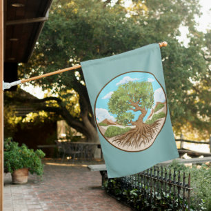 Olive tree Peace symbol in a free Palestine Land House Flag