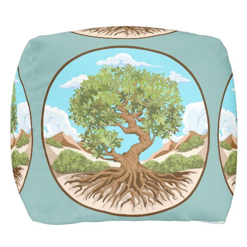 Olive tree Peace symbol in a free Palestine Land Pouf