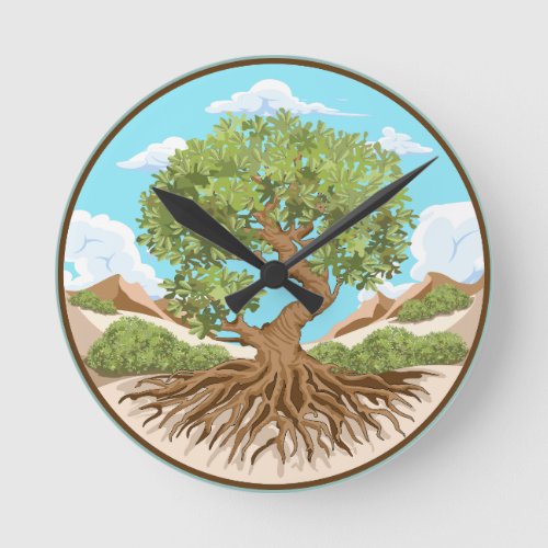Olive tree Peace symbol in a free Palestine Land Round Clock