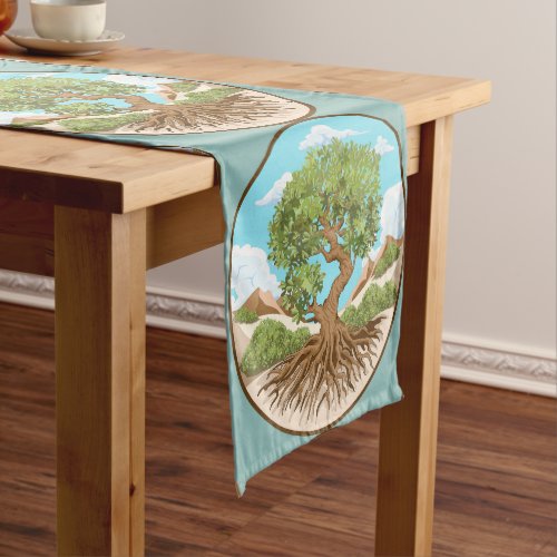 Olive tree Peace symbol in a free Palestine Land Short Table Runner