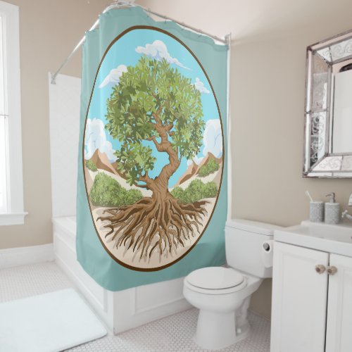 Olive tree Peace symbol in a free Palestine Land Shower Curtain