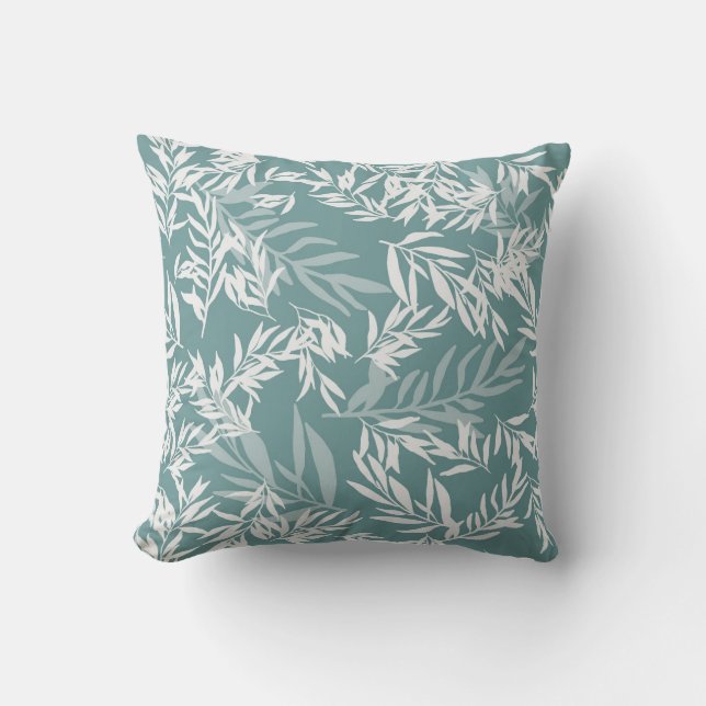 Olive tree - teal throw pillow (Front)