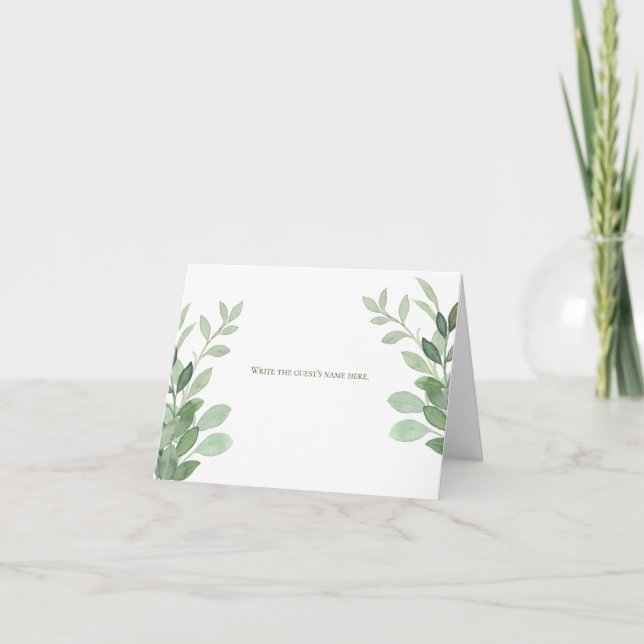 Olive Tree Watercolor Wedding Note Card (Front)