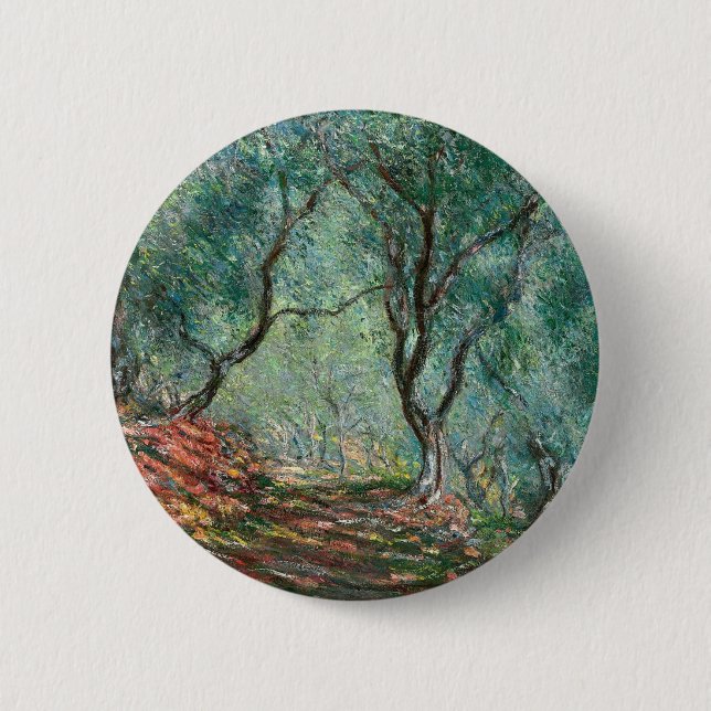 Olive Tree Wood in the Moreno Gardens (by Monet) Button (Front)