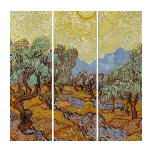Olive Trees 1889 by Vincent van Gogh Triptych