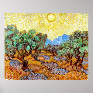Olive Trees (1889) Vincent Van Gogh Landscape Art Poster