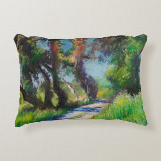 Olive Trees by the Sea – Mediterranean Pastel Accent Pillow