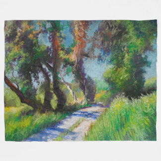 Olive Trees by the Sea – Mediterranean Pastel Fleece Blanket
