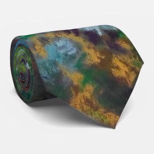 Olive Trees by the Sea – Mediterranean Pastel Neck Tie