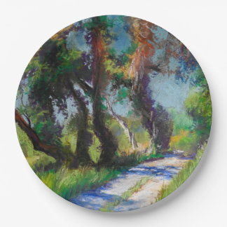 Olive Trees by the Sea – Mediterranean Pastel Paper Plates