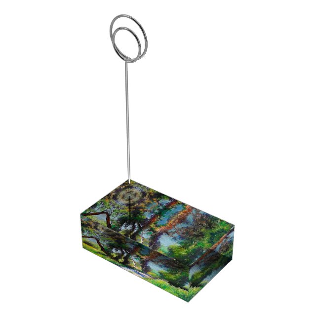 Olive Trees by the Sea – Mediterranean Pastel Place Card Holder (Corner)