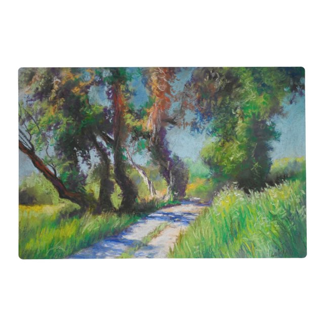 Olive Trees by the Sea – Mediterranean Pastel Placemat (Front)