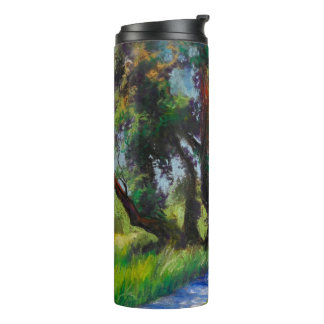 Olive Trees by the Sea – Mediterranean Pastel Thermal Tumbler