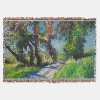 Olive Trees by the Sea – Mediterranean Pastel Throw Blanket