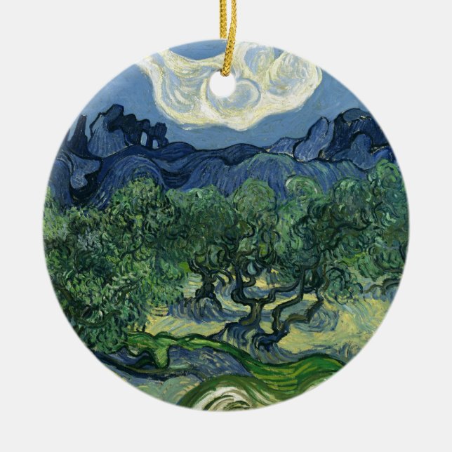 Olive Trees by Van Gogh Ceramic Ornament (Front)