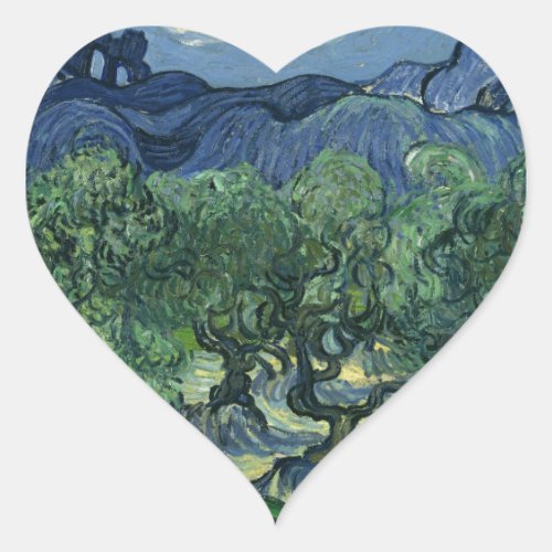 Olive Trees by Van Gogh Heart Sticker