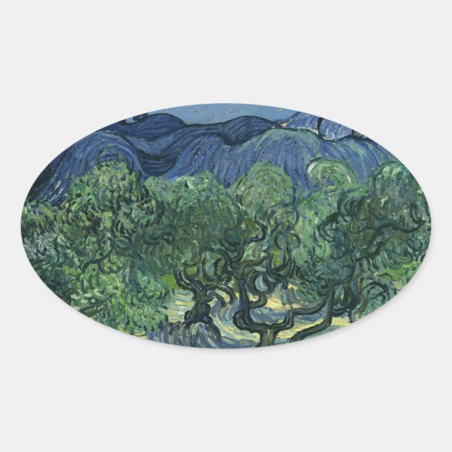 Olive Trees by Van Gogh Oval Sticker (Front)