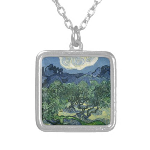 Olive Trees by Van Gogh Silver Plated Necklace