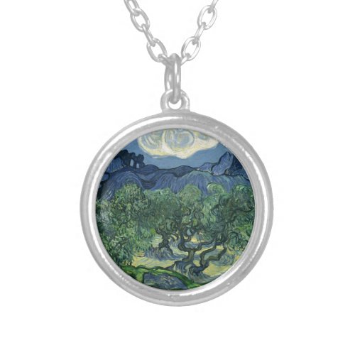 Olive Trees by Van Gogh Silver Plated Necklace