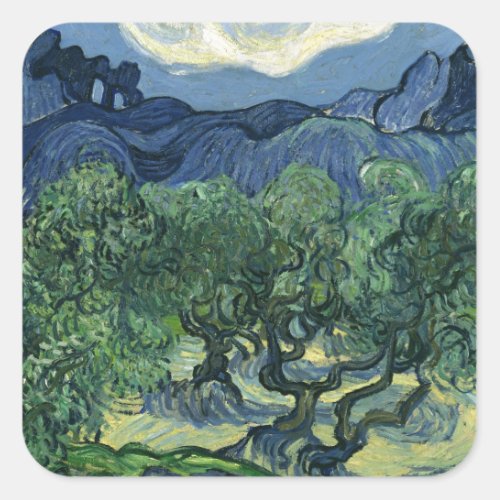 Olive Trees by Van Gogh Square Sticker