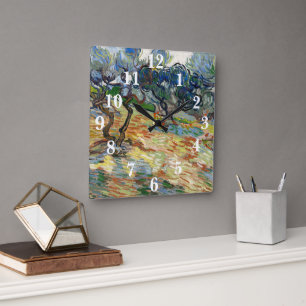 Olive Trees by Vincent Van Gogh Square Wall Clock