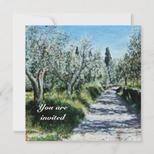 OLIVE TREES IN FLORENCE green blue white brown Invitation