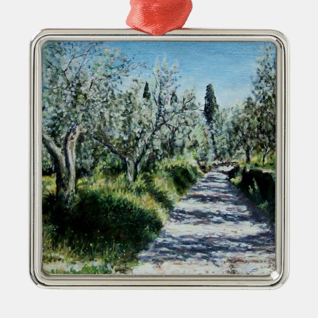 OLIVE TREES IN RIMAGGIO METAL ORNAMENT (Front)