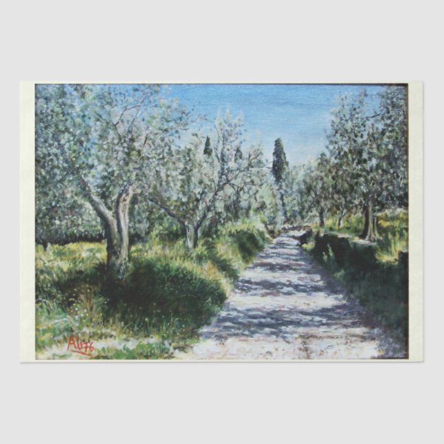 OLIVE TREES IN RIMAGGIO TISSUE PAPER (Front)