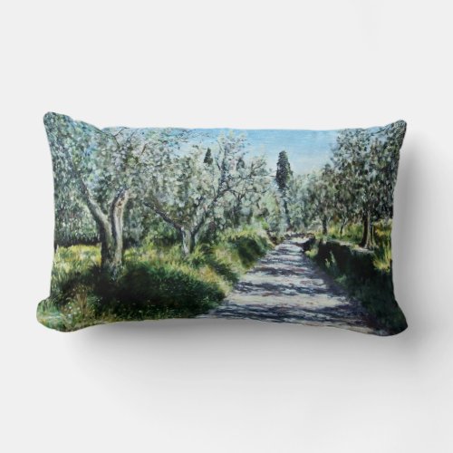 OLIVE TREES IN RIMAGGIO TUSCANY LUMBAR PILLOW